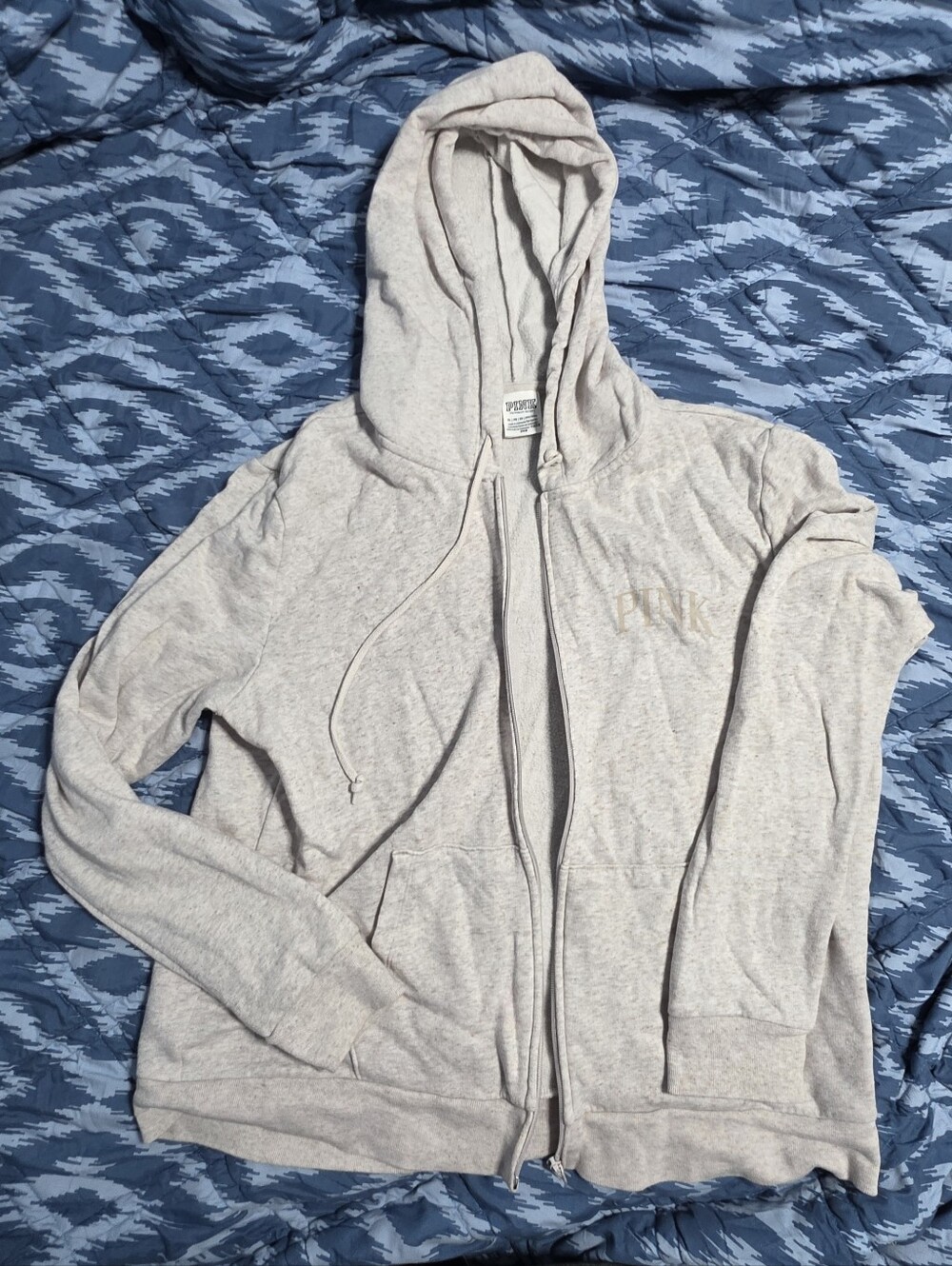 PINK Victoria's Secret Lightweight Zip-Up Hoodie - Light Gray Women's XL
